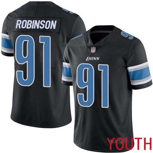 Detroit Lions Limited Black Youth Ahawn Robinson Jersey NFL Football #91 Rush Vapor Untouchable->women nfl jersey->Women Jersey